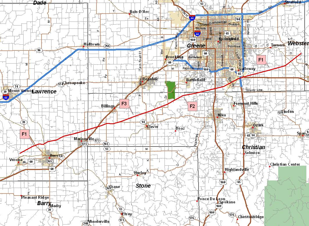 Verona to Rogersville Tornado Track