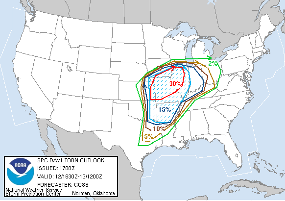 20060312 1630 UTC Day 1 Tornado Probabilities Graphic